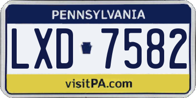 PA license plate LXD7582