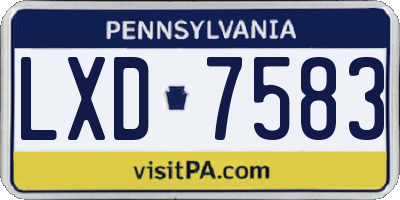 PA license plate LXD7583