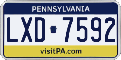 PA license plate LXD7592