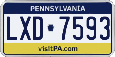 PA license plate LXD7593