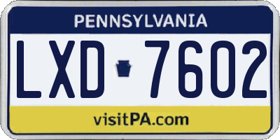 PA license plate LXD7602