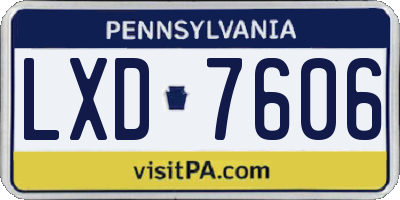 PA license plate LXD7606