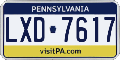 PA license plate LXD7617