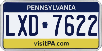 PA license plate LXD7622