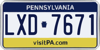 PA license plate LXD7671