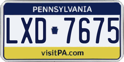 PA license plate LXD7675