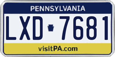 PA license plate LXD7681