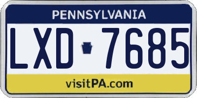 PA license plate LXD7685