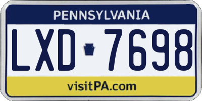PA license plate LXD7698