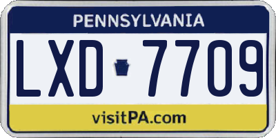PA license plate LXD7709