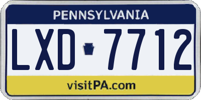 PA license plate LXD7712