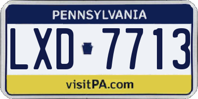 PA license plate LXD7713