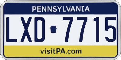 PA license plate LXD7715
