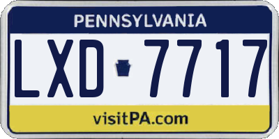PA license plate LXD7717