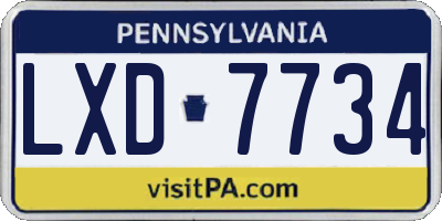 PA license plate LXD7734