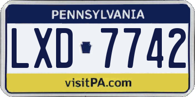 PA license plate LXD7742
