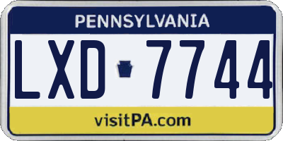 PA license plate LXD7744