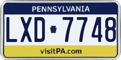 PA license plate LXD7748