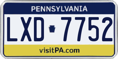 PA license plate LXD7752