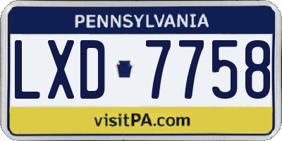 PA license plate LXD7758
