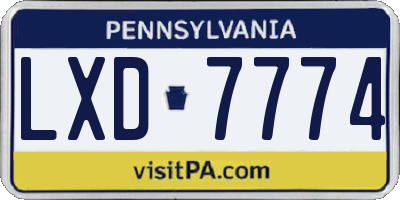 PA license plate LXD7774