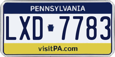 PA license plate LXD7783