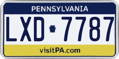 PA license plate LXD7787