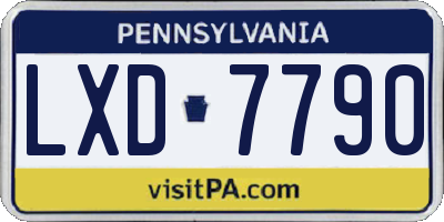 PA license plate LXD7790