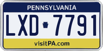 PA license plate LXD7791
