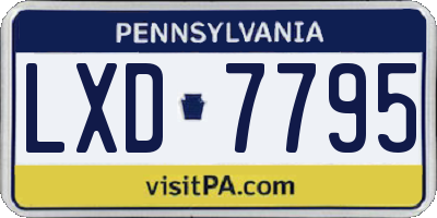 PA license plate LXD7795