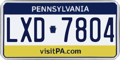 PA license plate LXD7804