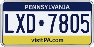 PA license plate LXD7805