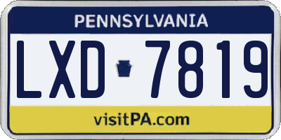 PA license plate LXD7819