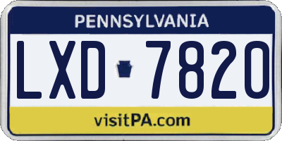 PA license plate LXD7820