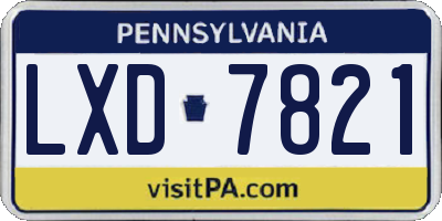 PA license plate LXD7821