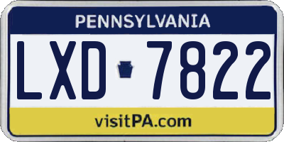 PA license plate LXD7822