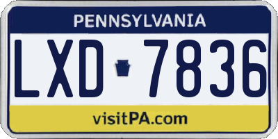 PA license plate LXD7836