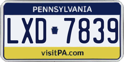PA license plate LXD7839