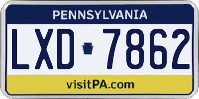PA license plate LXD7862
