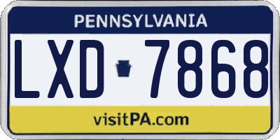 PA license plate LXD7868
