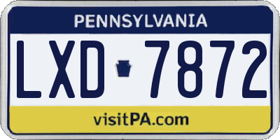 PA license plate LXD7872