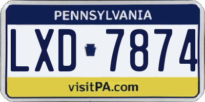 PA license plate LXD7874