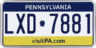 PA license plate LXD7881