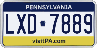 PA license plate LXD7889