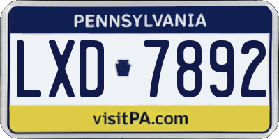 PA license plate LXD7892