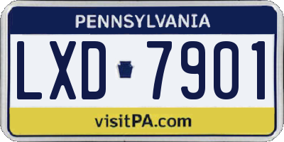 PA license plate LXD7901