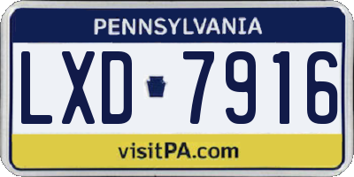 PA license plate LXD7916