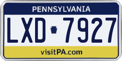 PA license plate LXD7927