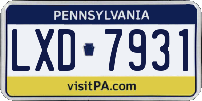 PA license plate LXD7931