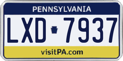 PA license plate LXD7937